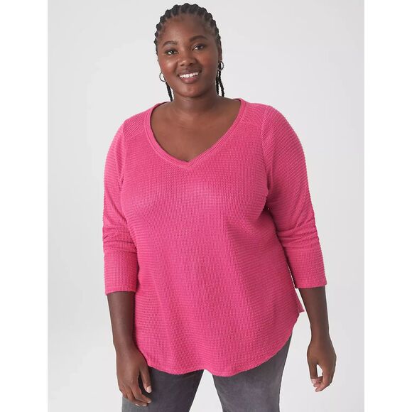 NWOT Lane Bryant EUC Classic V-Neck Waffle Knit Tunic Sz 14/16 - Picture 1 of 5